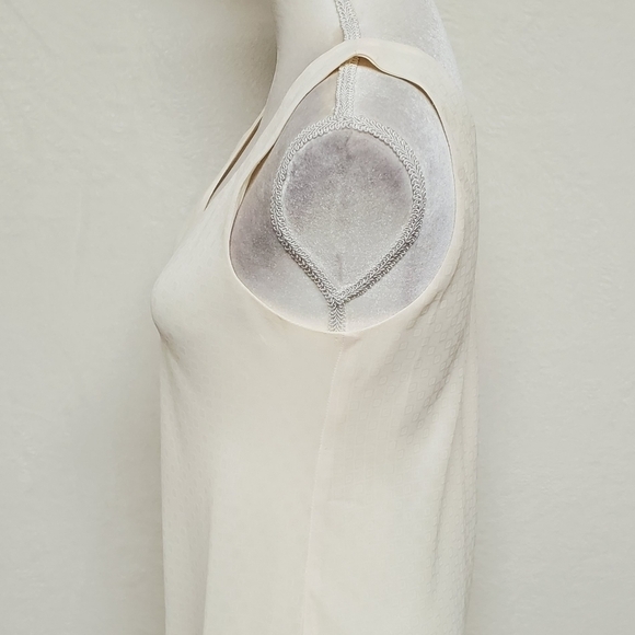 Vintage 80s Micci Creamy Yellow Square Print Sleeveless Chiffon Mini Slip Dress - Picture 7 of 12